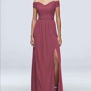 David’s bridal bridesmaid dress. Color: Chianti